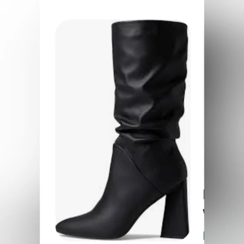 Dolce Vita "Wandah" ruched pull on mid calf black boots